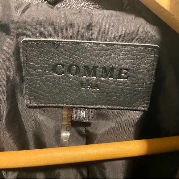 Comme USA Black Faux Leather Moto Jacket Biker Street M - Picture 2 of 7